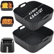 BYKITCHEN 9 Inch Square Silicone Air Fryer Liners for 6 to 8QT, Set of 2, Reusable Silicone Airfryer