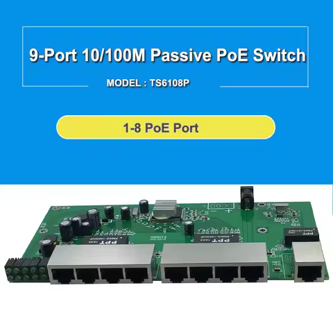 9-Ports 24V Passive POE Switch Of PCBA Board 100M 8 port POE