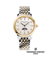 Frederique Constant นาฬิกาข้อมือผู้หญิง Quartz FC-206MPWD1S3B Moonphase Diamonds Slimline Ladies Watch