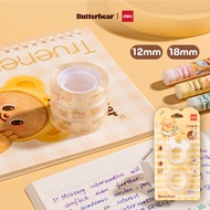 (Nusign X Butterbear) Clear Adhesive Tape With Deli Cutter Model HY552/HY553 Easy To Use (1 Set Sold