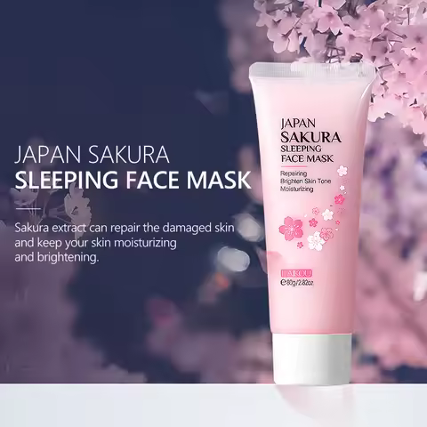Japan Sakura Sleeping Face Mask Moisturizing Nourishing Good Night Facial Mask No Washing Hydrating 