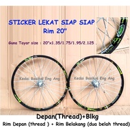 Rim ALLOY 20" BLACK basikal 36 holes untuk basikal tayar size 20"x 1.35 , 20x1.75,  20x1.95  20x2.12