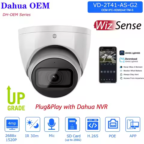 OEM Dahua 4MP Wizsense IP Camera OEM from IPC-HDW2441TM-S Starlight Built-in Mic SD Card Slot Securi