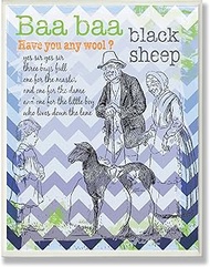 The Kids Room by Stupell Baa Baa Black Sheep Nursery Rhyme on Blue Chevron Background Rectangle Wall