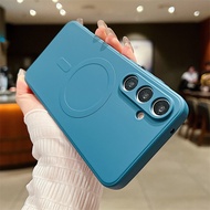 Liquid Silicone For Magsafe Wireless Charge Magnetic Case For Samsung S25 S24 S23FE S22 Plus Ultra A