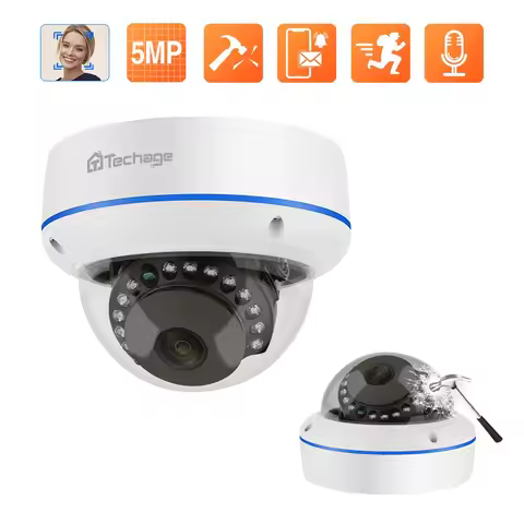 Techage HD 5MP 4MP 1PCS H.265 Surveillance IP POE Camera Microphone Dome Indoor Motion Detect Securi