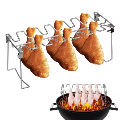 BBQ Beef Chicken Leg Wing Grill Rack 14 Slots Stainless Steel BBQ Drumsticks Holder Smoker Oven Roas