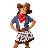 Cowgirl Outfit for Kids Girl 1-10 Years Old Blue Vest Western Cowgirl Costume Set Halloween Birthday