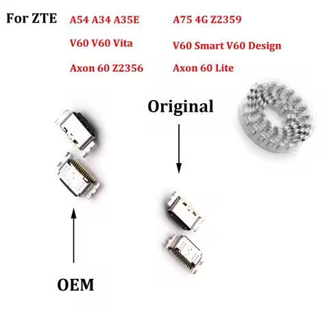 10PCS USB Charging Port Dock Plug Socket Connector Repair Parts For ZTE A54 A34 A75 4G A35E V60 Vita