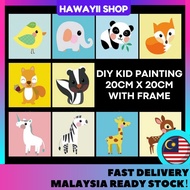 DIY Paint By Numbers【20x20cm】Kids number painting with frame/canvas digital oil painting/art and craft/儿童数字油画