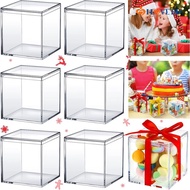 กล่องลูกกวาดพลาสติกสี่เหลี่ยมกล่องอะคริลิคโปร่งใสขนาดเล็กกล่องใส่ของขวัญวันฮาโลวีนเทศกาลคริสต์มาส