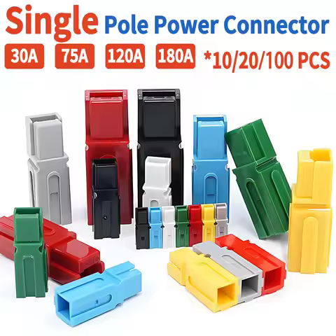 10/20/100 Pcs Anderson Type Single Pole Battery Connector, 30A 75A 120A 180A, 600V DC UPS Power Plug