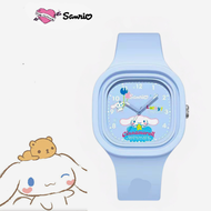 Jam Tangan Anak Perempuan Cinnamoroll/Hello Kitty/Labubu Karakter Motif Persegi Strap Karet Rubber