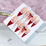 [N81] Nail box designed with red bow tie