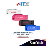 SanDisk CZ50 Cruzer Blade Pendrive USB 2.0 Flash Drive Black/Pink (16GB/32GB/64GB)