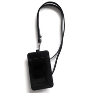 Black Glossy Ezlink Cardholder With Lanyard Set
