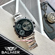 [Original] Balmer 7859G SS-42 Chronograph Men's Watch with Three Time Zones Silver Stainless Steel | Official Warranty