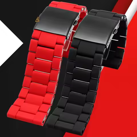 Waterproof silicone bracelet watch band 28mm for Diesel DZ7396 DZ7370 DZ428 rubber and stainless ste