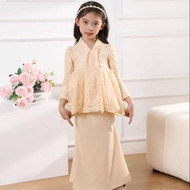 Baju Kurung Kebaya Budak Perempuan Raya 2026 Sage Green Nude Maroon Rich Brown