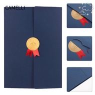 CAMELLI Diploma Cover, A4 Paper Envelope Award Certificate Holder, Exquisite Three-fold Page Gilding