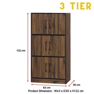 ROAM Rak Buku Bertutup Multipurpose File Cabinet Rack Storage Cabinet Book Cabinet Wooden Utility Shelf Almari Buku Office Storage Cabinet 2 Door 3 4 5 Tier Almari bertutup Brown Color