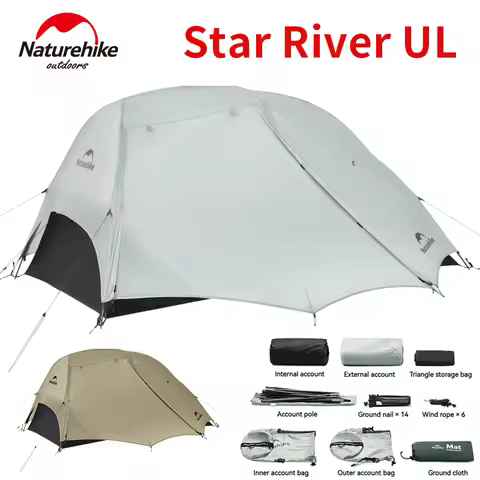 Naturehike Star River UL Tent 15D Nylon Ultralight 2 People Double Layer Waterproof Windproof Three 