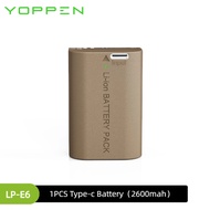 YOPPEN LP-E6 LP E6 LPE6 E6N 7.4V 2850mAh Li-ion Battery With USB Type-C Fast Charging For Canon Came
