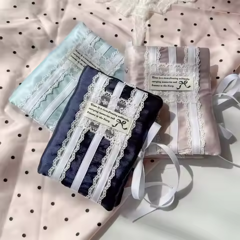 M5 Niche Handmade Fabric Lace Hand Book Jacket Silky Imitation Silk Fabric Bow Tie Book Jacket，Only 