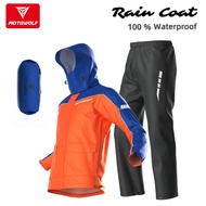 Motowolf Raincoat Premium Waterproof Poncho Raincoat 0403B OriBlue Orange, M Flexible Coat Jumbo Mot