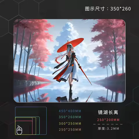 Blue Anime Design Girls Glass Mouse pad E-sports Game Mouse Insulation Pad Dirt Resistant Smooth and