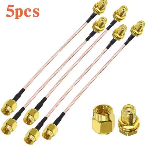 5PCS SMA Male to SMA Female Plug Jack RF Connector Pigtail Extension Cable RG316 Coax Jumper Cable 1