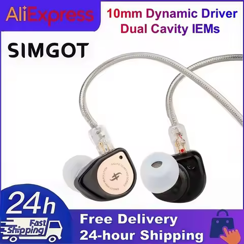 SIMGOT EW100P 10mm Dynamic Driver HIFI in-Ear Monitors Earphones Dual Cavity IEMs with LCP Diaphragm