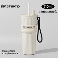 YIQIANJIN | ถ้วยดื่มกันความร้อนพร้อมชั้นในเซรามิกและสแตนเลส 316