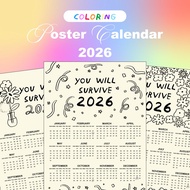 Coloring Poster Calendar 2026-A3 Wall 2026/2025 Wall Calendar