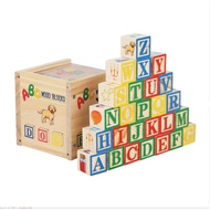Wooden Alphabet Blocks ABC Stacking Blocks Toys Learning Blocks Educational Toys Blok Alpabat Kayu