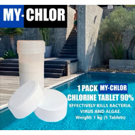 Chlorine Klorin 1KG Tablet 90% - MY-CHLOR PREMIUM TCCA 90 Tablet for swimming pool