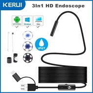 7MM Android Endoscope Camera 3 IN1 Micro USB Type C Borescope Mini Camera Waterproof LED Car Inspect