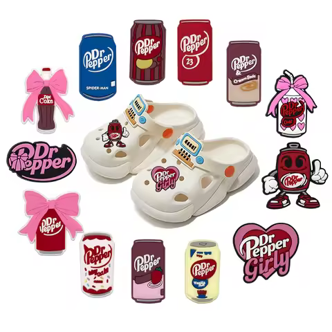 1-100pcs Dr Pepper Soda Bottle Drink Shoe Charms Pins Shoe Accessories Decorations for Bubble Slides