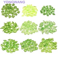 YONGWANG 30pcs Green Transparent Leaf Shape Beads, Leaf Shape Transparent Green Acrylic Leaf Beads, 