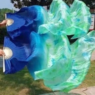 Silk Belly Dance Long Silk Fan Tie Dye Square Classical Dance Gradient Dance Fan