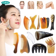 Cofoe Gua Sha Tool Body and Facial Massager Scraping Board Gua Sha Set Guasha Comb Chinese Medicine Natural OX horn
