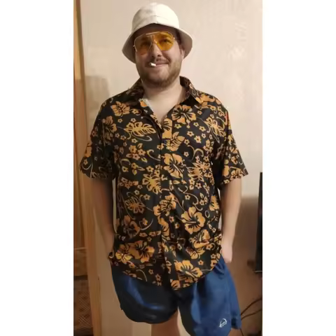 Sky02 Fast Shipping Fear and Loathing in Las Vegas Raoul Duke Short Sleeves Shirts Halloween Party C