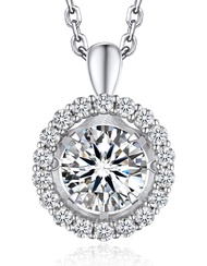 Heart Necklace Gift for Women, Sparkling Gift for Her, 1Carat Moissanite Heart Pendent for Girls, 92