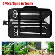 3/4/5/6pcs Stainless Steel Aquarium Plant Tool Set Fish Tank Cleaning Tweezer Scissor Sand Shovel Aquarium Accessories