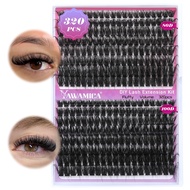 Fluffy Volume Lash Clusters 320pcs DIY Lash Extension 10-20MIX D Curl Eyelash Clusters 80D+100D Wisp