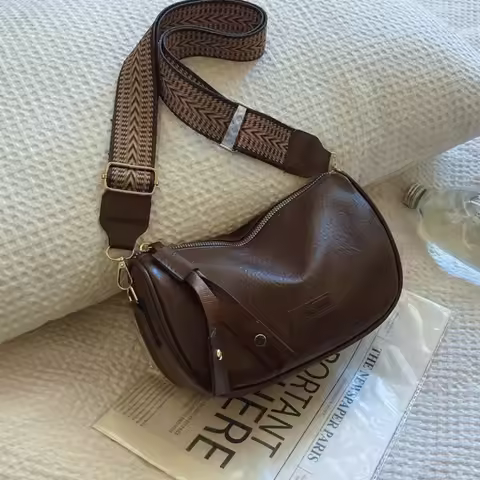 Fashion Large Capacity Pillow Crossbody Bag Pillow Bag Solid Color PU Dumpling Bag Mommy Bag Shoppin
