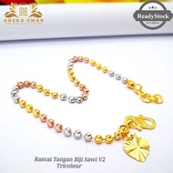 Rantai Tangan Emas 916 Padu Biji Sawi 3 Colour | Gold 916 💯 Original