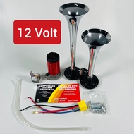 Paket Komplit Klakson Trompet 2 Corong Ala Hino RK 12V & 24V Tanpa Tabung Angin