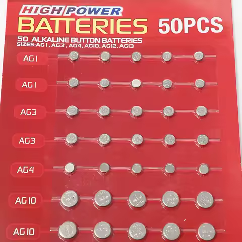 50PCS 1.55V AG13 pila LR44 L AG1 AG3 AG4 AG10 AG12 SR44 Button Batteries A76 LR1154 GP7 Cell Coin Wa