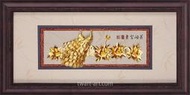 立體金箔畫 黄金畫 純金 (花開富貴)孔雀 雅鑑鑫品 外框60x124cm免運費【華真藝廊】